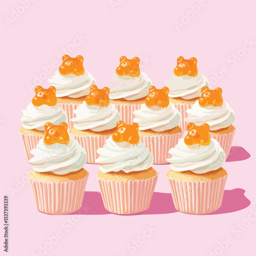 Vibrant Cupcake Assortment with Yellow Toppings for Celebrations