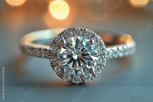 Elegant Engagement Ring With Sparkling Diamond and Intricate Band Design