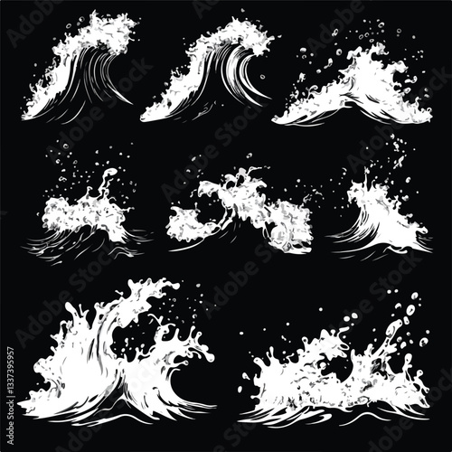 Water Splash Sea Animation Sprite Sheet for Creating Ocean Effects
