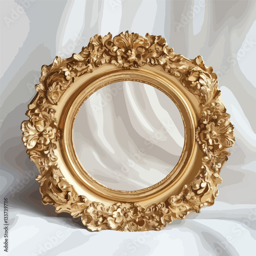 Exquisite Antique Gold Frame with Intricate Carvings for Elegant Decor
