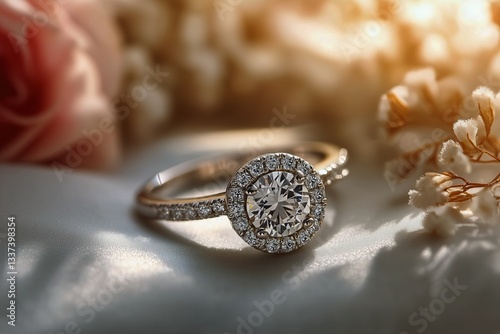 Elegant Engagement Ring With Sparkling Diamond and Intricate Band Design