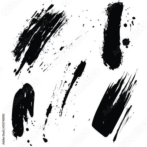 Artistic Ink Brush Strokes Texture Isolated
