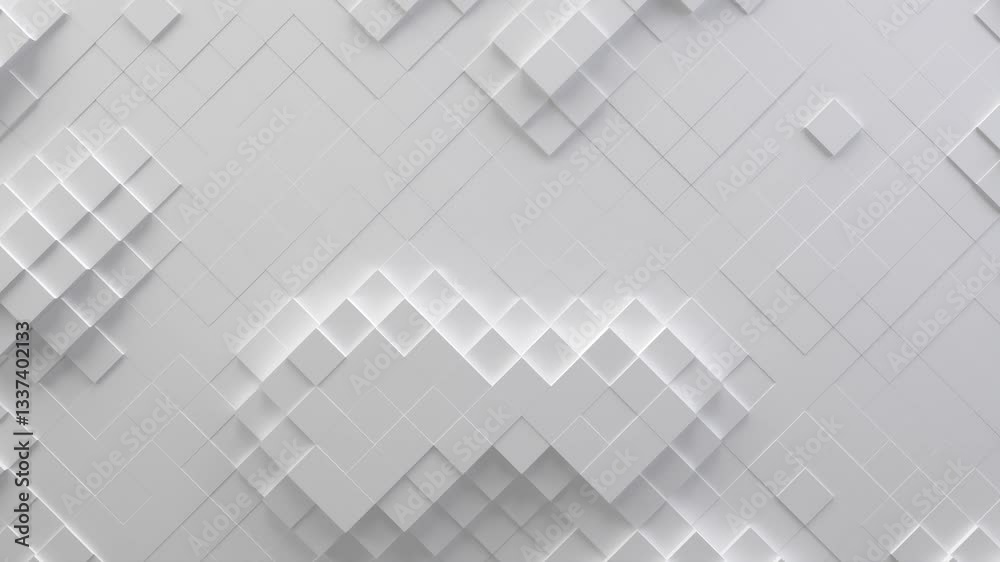 4K clean elegant pure white cubic wall geometric pattern moving background. 2 in 1. Perfect loops.