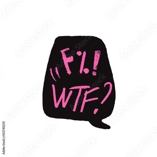 Speech bubble with swear words. Curse crayon doodle text. Bad bulling expression on chat dialog balloon. Aggressive swearword isolated on white background. Hater sign. Vector chalk drawn illustration