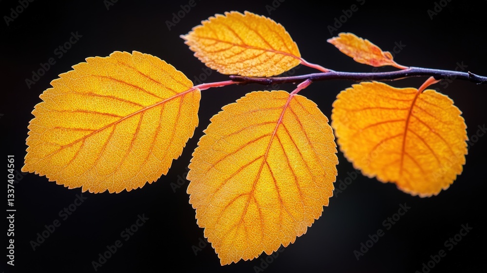 Fototapeta premium Autumn leaves branch close-up