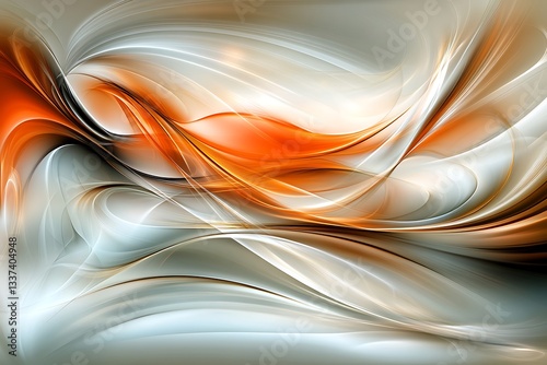 Abstract Orange & Gray Swirls Background.