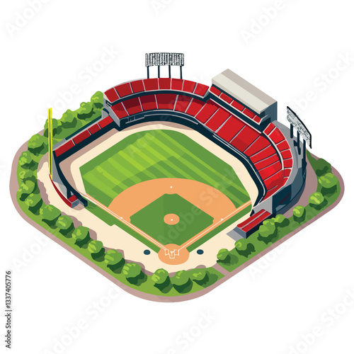Professional Baseball Stadium Vector Illustration for Sports Events and Activities