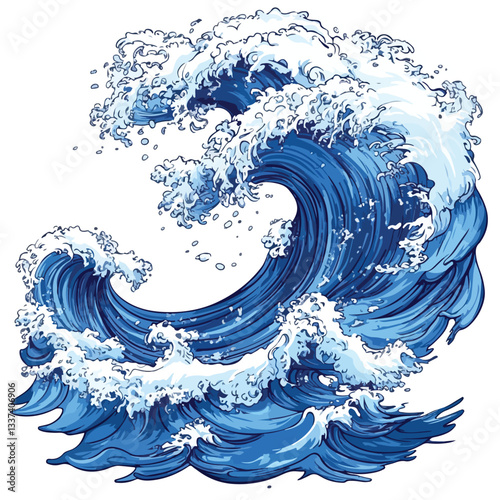 Stunning Blue Sea Waves Vector Illustration for Design Projects