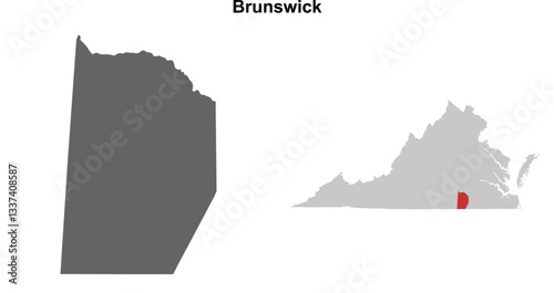 Brunswick County (Virginia) blank outline map set