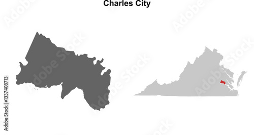 Charles City County (Virginia) blank outline map set