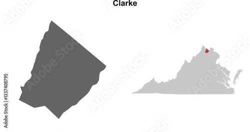 Clarke County (Virginia) blank outline map set