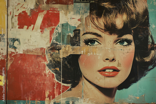 Vintage advertisement collage showcasing beauty and glamour from the past