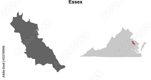 Essex County (Virginia) blank outline map set
