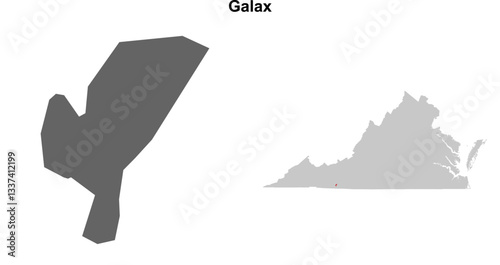 Galax County (Virginia) blank outline map set