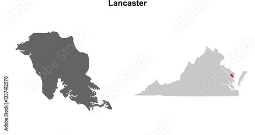 Lancaster County (Virginia) blank outline map set