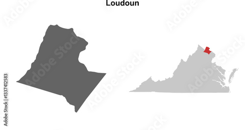 Loudoun County (Virginia) blank outline map set