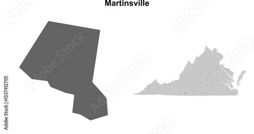 Martinsville County (Virginia) blank outline map set