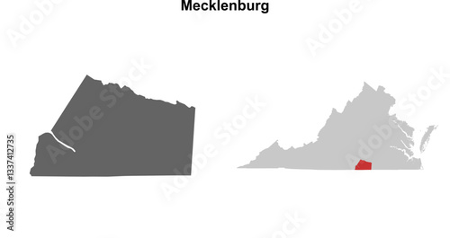 Mecklenburg County (Virginia) blank outline map set