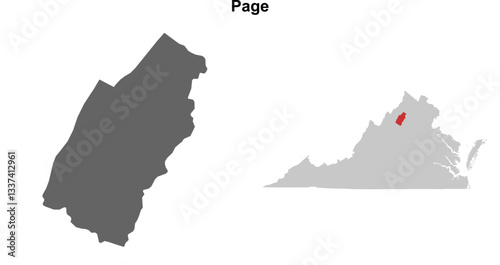 Page County (Virginia) blank outline map set