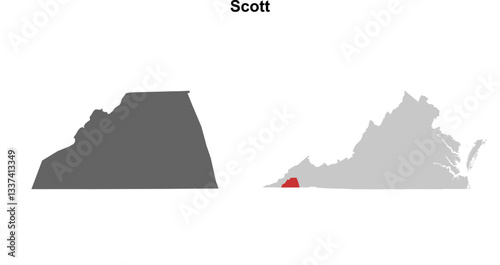 Scott County (Virginia) blank outline map set