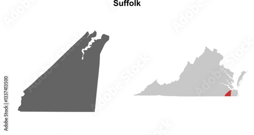 Suffolk County (Virginia) blank outline map set