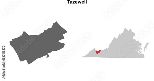 Tazewell County (Virginia) blank outline map set