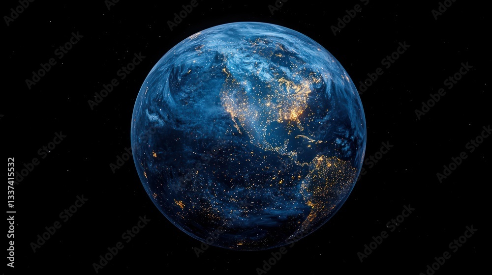 Fototapeta premium Earth at Night: A Stunning View of Our Planet from Space