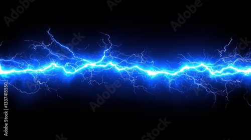 Abstract Blue Electric Lightning Bolt Energy Power
