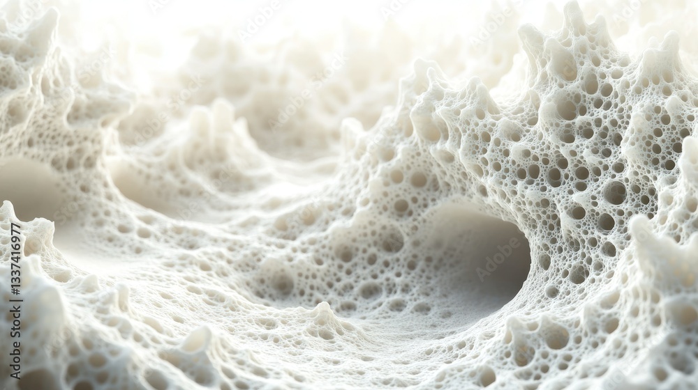 Naklejka premium Abstract White Cave: A 3D Render of a Porous, Textured Surface