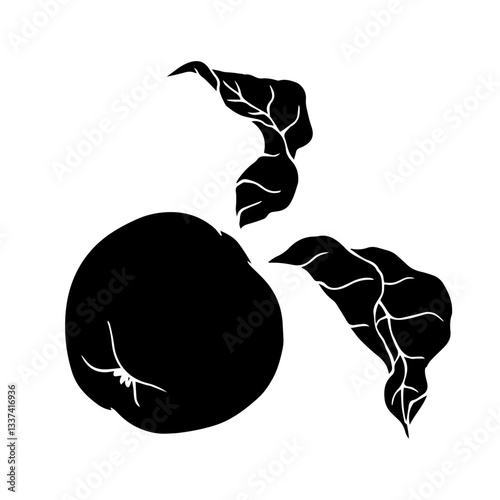 Silhouette,apple fruit stamp.Vector graphics.