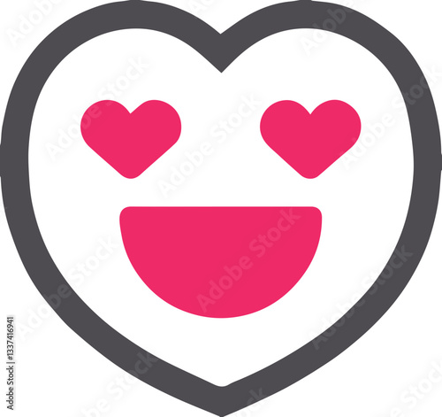 Heart face icon, love and emotion expression concept