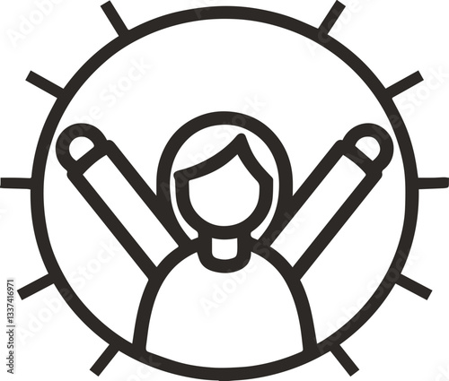 Icon of person expressing joy under the sun, happiness concept