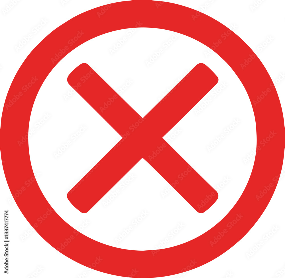 Red X icon, indicating cancel and error Red X icon, indicating cancel and error