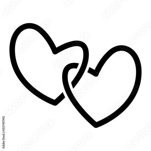 hearts vector icon. two loves sign flat design