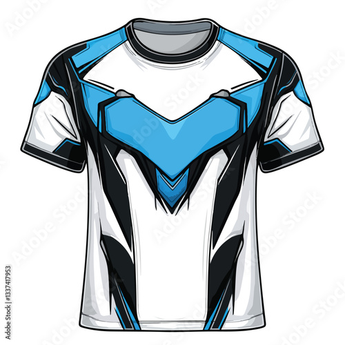 Modern Blue Black White E-Sport T-Shirt Design Layout