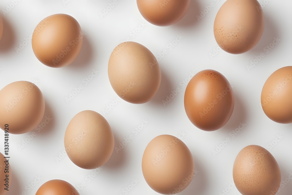 Brown Eggs Pattern on White Background Brown Eggs Pattern on White Background