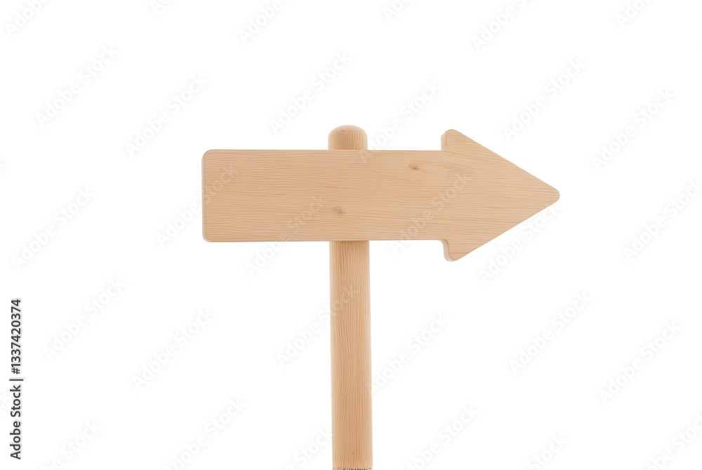 Wooden Directional Signboard Pointing Right on Isolated Background Wooden Directional Signboard Pointing Right on Isolated Background