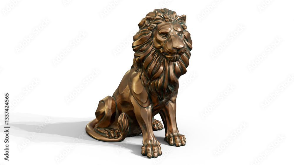 Bronze stylized sitting lion 3d Sculpture premium png isolate on transparent background with shadow Bronze stylized sitting lion 3d Sculpture premium png isolate on transparent background with shadow