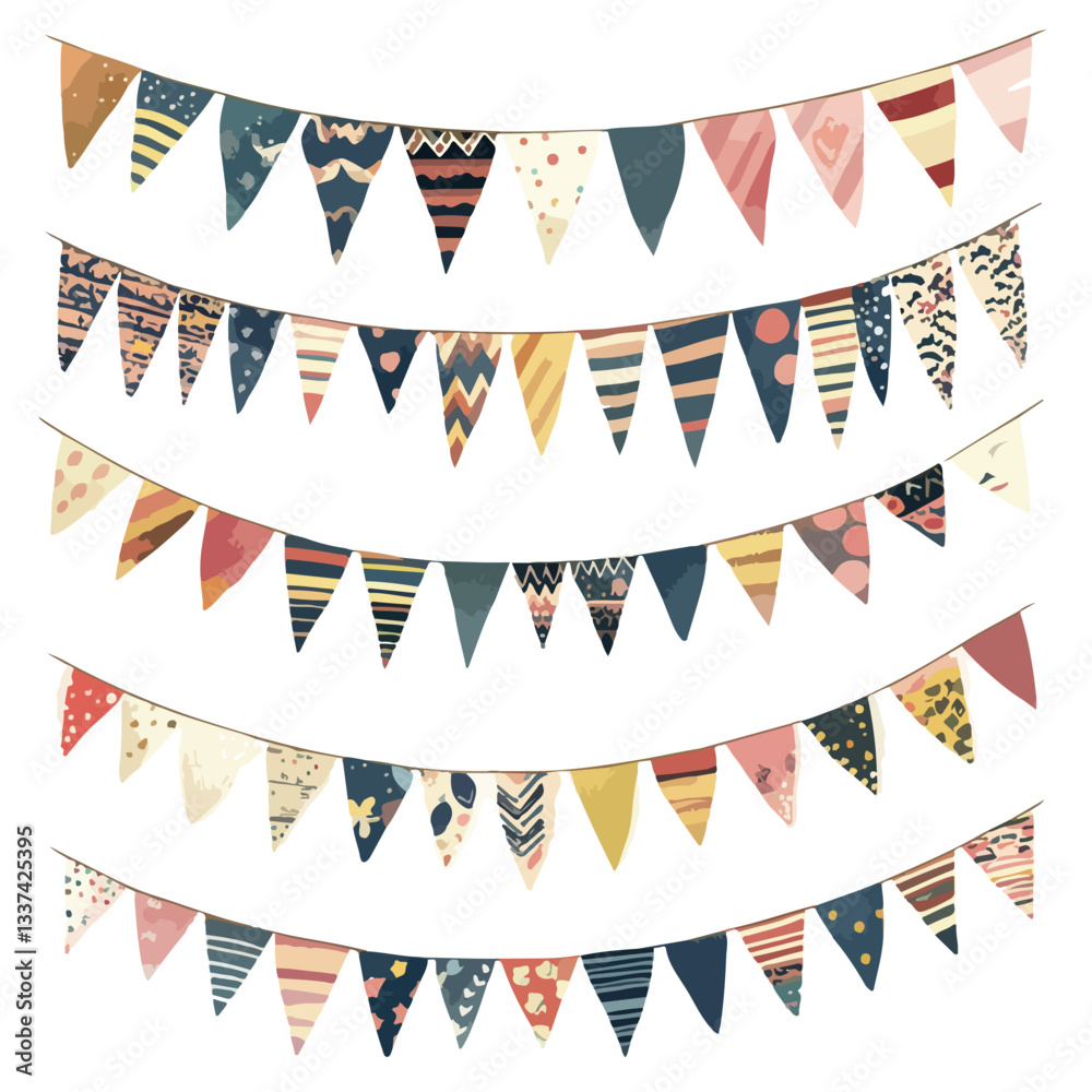 Fototapeta premium Colorful Bunting Flags Collection Hanging Garland Graphic