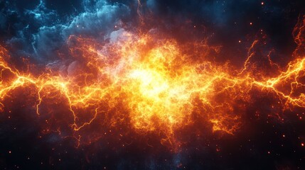 Tableau sur verre  Fiery, icy energy clash  cosmic background  game design  © andri