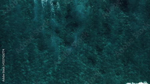 Wallpaper Mural Aerial top view of powerful dark ocean waves crashing with white foam. Captivating drone footage captures the dramatic sea tide on a stormy day, showcasing the raw beauty of the Caribbean Sea Torontodigital.ca