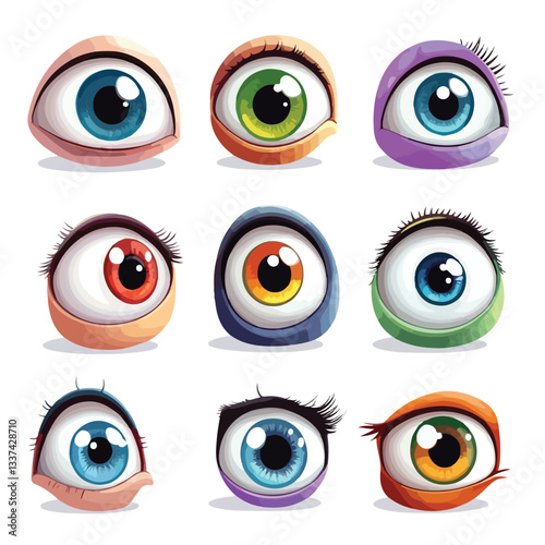Funny 3D Cartoon Eyes with Various Expressions