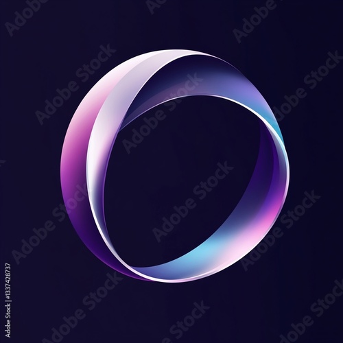 Explore the Elegance of Minimal Luxury: A Striking Icon of Continuous Smooth Ring in Deep Navy to Royal Purple Gradient with Pearl Finish and 3D Floating Effect, Perfect for Modern Designs