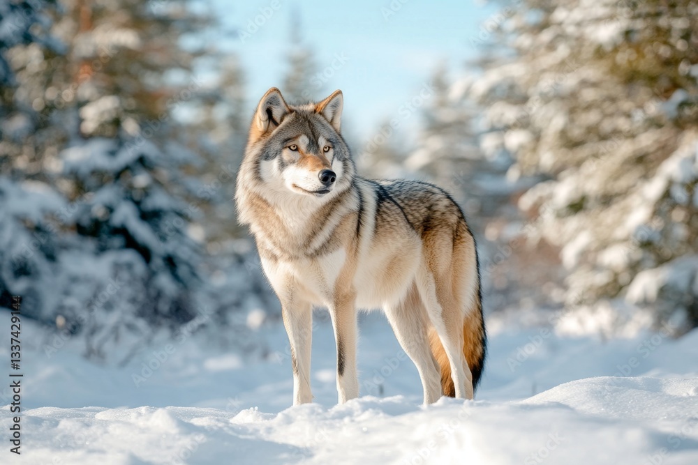Majestic Wolf in Winter Wonderland Majestic Wolf in Winter Wonderland