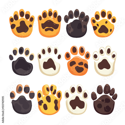 Cute Cartoon Cat Paws with Various Sweet Kitty Feet