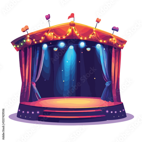 Circus Stage Night Arena with Curtain - Vibrant Entertainment Background for Events and Shows
