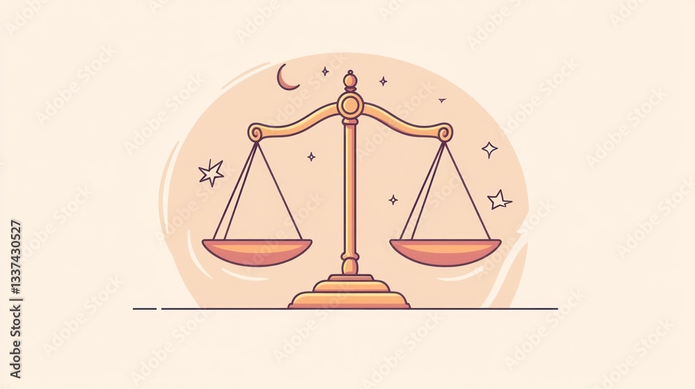 Justice scales in a celestial setting, artistic graphic, stock image Justice scales in a celestial setting, artistic graphic, stock image