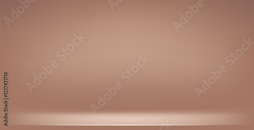 Studio simple brown background. Light neutral wall product room. Minimal pastel table scene. Empty desk stage for beauty presentation. Vector mocha mouse gradient. Banner template.