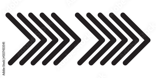 A chevron arrow. Dynamic moving arrow symbol. Arrow moving dynamic sign. Road lines arrow zigzag chevron speeds flat style. EPS 10.