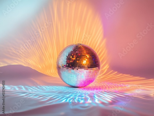 Disco ball with colorful light reflections	